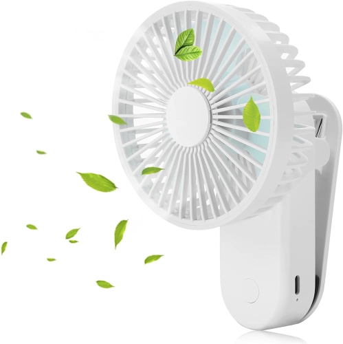 Portable Mini Clip on Fan, 2400mAh Rechargeable USB Battery Operated Stroller Fan with Magnetic - White