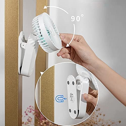 Portable Mini Clip on Fan, 2400mAh Rechargeable USB Battery Operated Stroller Fan with Magnetic - White