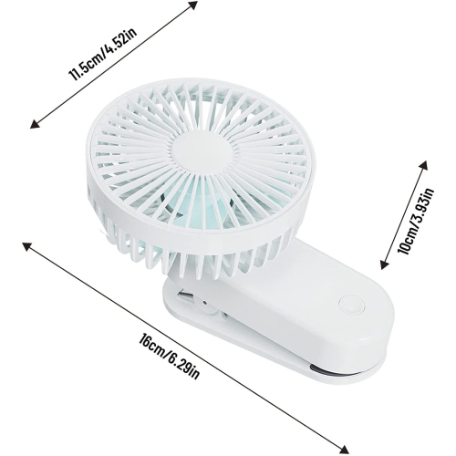 Portable Mini Clip on Fan, 2400mAh Rechargeable USB Battery Operated Stroller Fan with Magnetic - White