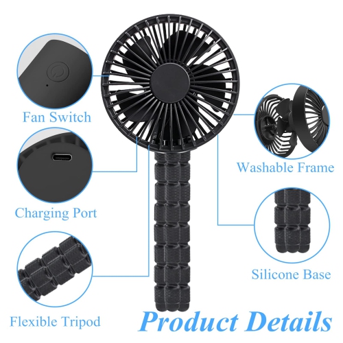 Portable Stroller Fan, Battery Operated Stroller Fan for Baby, Portable Fan Flexible Tripod Handheld Fan with 3 Speeds, Personal Fan for Car Seat