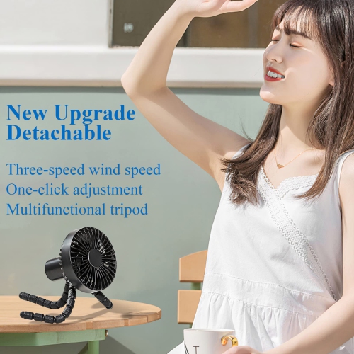 Portable Stroller Fan, Battery Operated Stroller Fan for Baby, Portable Fan Flexible Tripod Handheld Fan with 3 Speeds, Personal Fan for Car Seat