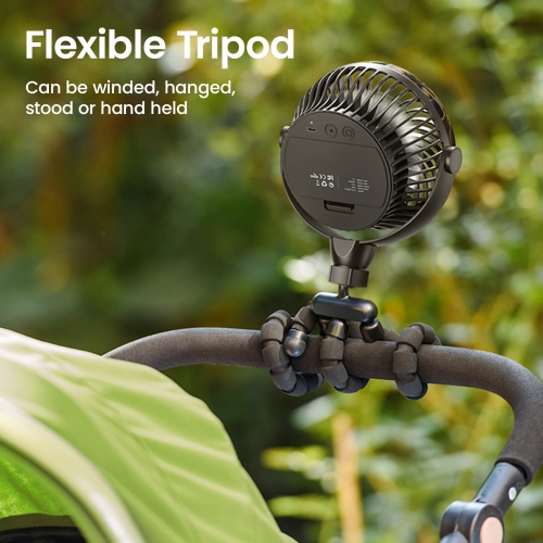Portable 4000 mAh Personal Stroller Fan with Flexible Tripod, 4 Speeds Clip-on Versatile Fans with Aroma Function, USB Powered,360°Rotation for Car,