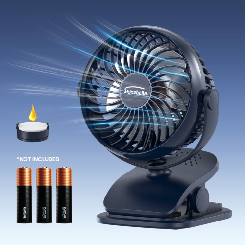 AA Battery Operated Baby Stroller Fan, 5 Inch Clip on Desk Fans with 4 Speeds, Bonus Aroma Function, USB Personal Fan, Portable Camping Fan, 360°Rota