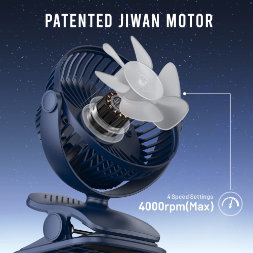 AA Battery Operated Baby Stroller Fan, 5 Inch Clip on Desk Fans with 4 Speeds, Bonus Aroma Function, USB Personal Fan, Portable Camping Fan,