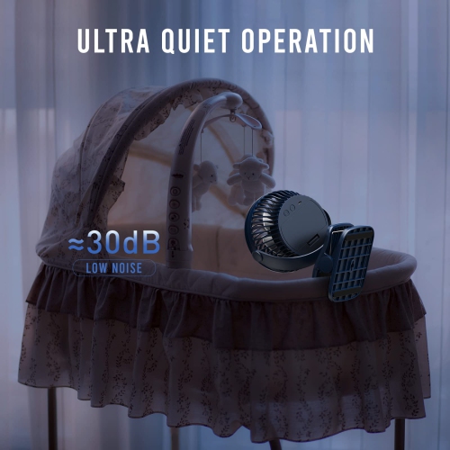 AA Battery Operated Baby Stroller Fan, 5 Inch Clip on Desk Fans with 4 Speeds, Bonus Aroma Function, USB Personal Fan, Portable Camping Fan,