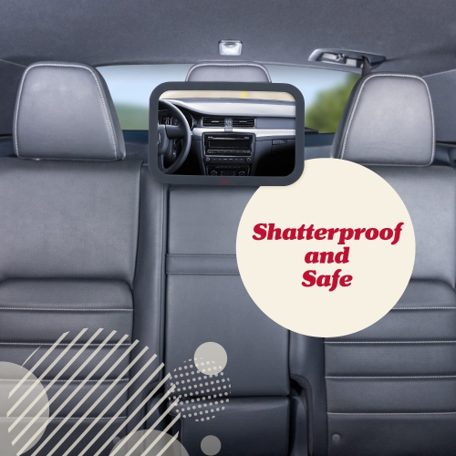 Miroir de siège arrière pour bébé pour l'auto - plus grand et plus stable avec fini mat de qualité supérieure - vue cristalline du siège d'auto de