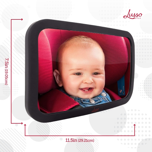 Miroir de siège arrière pour bébé pour l'auto - plus grand et plus stable avec fini mat de qualité supérieure - vue cristalline du siège d'auto de
