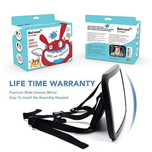 Miroir de voiture bébé pour siège arrière, miroir transparent orienté vers l'arrière, verre incassable large Convex réglable à 360 degrés,