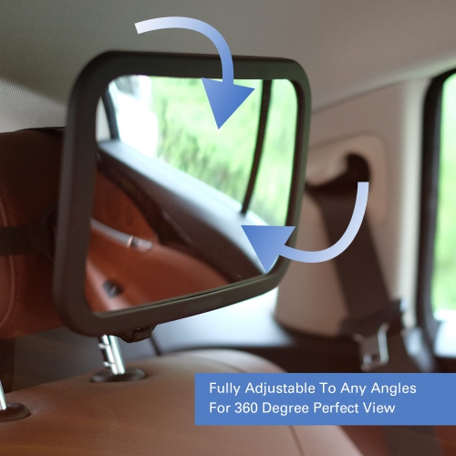 Miroir de voiture bébé pour siège arrière, miroir transparent orienté vers l'arrière, verre incassable large Convex réglable à 360 degrés,