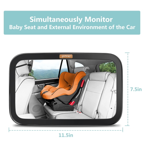Smart eLf Baby Car Mirror, Safety Car Seat Mirror for Rear Facing Infant with Wide Crystal Clear View, Shatterproof, Fully Assembled, Crash Tested