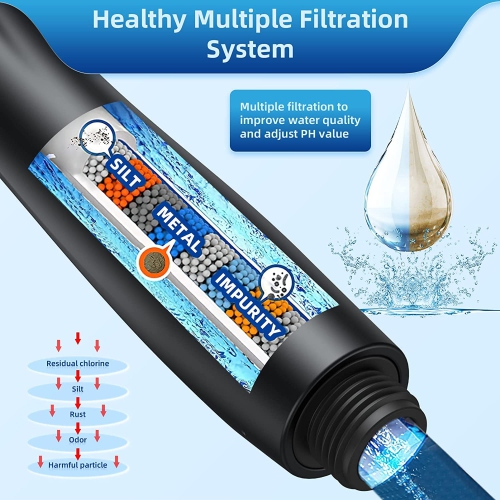 Shower Head with Handheld, Filtered Shower Head, Wimaha Shower Head with Filters, Hard Water Filter Shower Head 10 Spray Mode with Bracket, Hose and