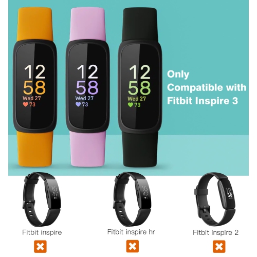Paquet de 6 bracelets sport compatibles avec Fitbit Inspire 3, bracelet sport en silicone souple pour hommes, bracelet de rechange pour Fitbit