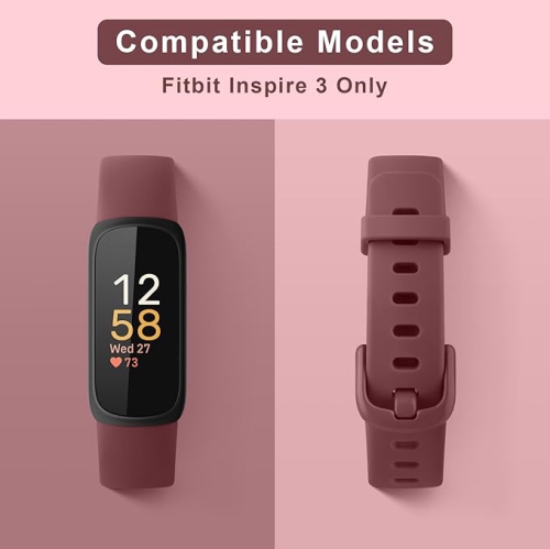 Paquet de 6 bracelets sport compatibles avec Fitbit Inspire 3, bracelet sport en silicone souple pour hommes, bracelet de rechange pour Fitbit