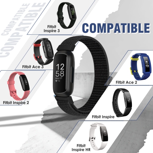 Bracelet sport en nylon compatible avec Inspire 3/Inspire 2/Inspire HR/Inspire/Inspire/Ace 3/Ace 2 pour femmes, bracelet en nylon doux perméable à
