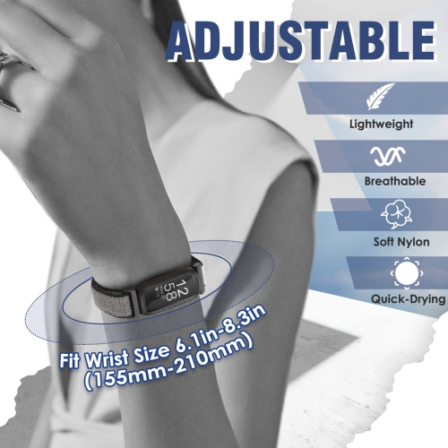 Bracelet sport en nylon compatible avec Inspire 3/Inspire 2/Inspire HR/Inspire/Inspire/Ace 3/Ace 2 pour femmes, bracelet en nylon doux perméable à
