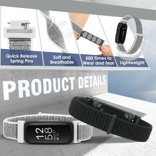 Bracelet sport en nylon compatible avec Inspire 3/Inspire 2/Inspire HR/Inspire/Inspire/Ace 3/Ace 2 pour femmes, bracelet en nylon doux perméable à