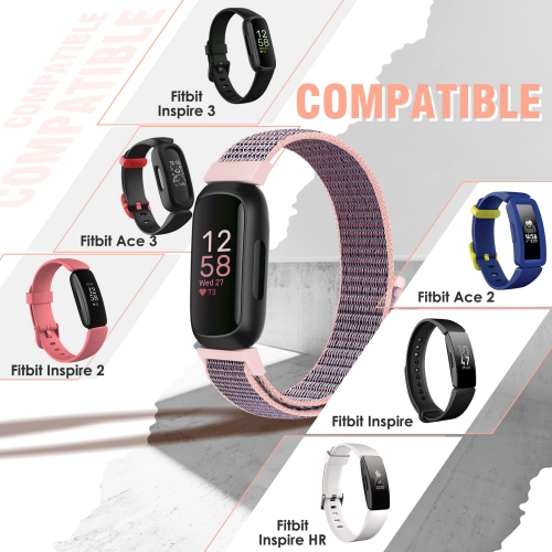 Bracelet sport en nylon compatible avec Inspire 3/Inspire 2/Inspire HR/Inspire/Inspire/Ace 3/Ace 2 pour femmes, bracelet en nylon doux perméable à