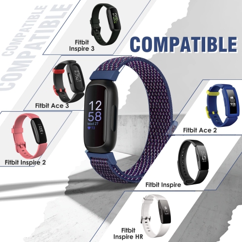 Bracelet sport en nylon compatible avec Inspire 3/Inspire 2/Inspire HR/Inspire/Inspire/Ace 3/Ace 2 pour femmes, bracelet en nylon doux perméable à