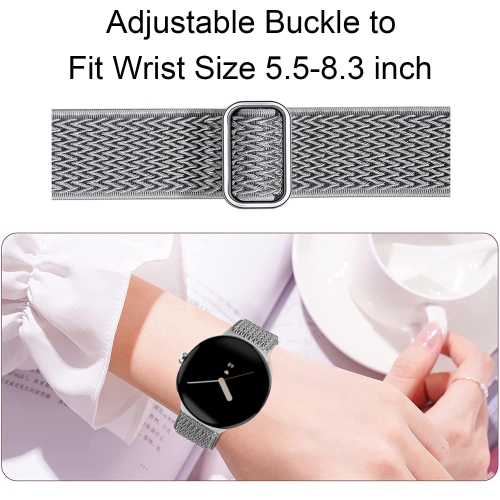 Elastic Nylon Bands & Soft Silicone Bands & Genuine Leather Bands Compatible for Google Pixel Watch,Waterproof Sport Straps Breathable Adjustable