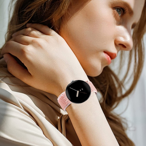 Elastic Nylon Bands & Soft Silicone Bands & Genuine Leather Bands Compatible for Google Pixel Watch,Waterproof Sport Straps Breathable Adjustable