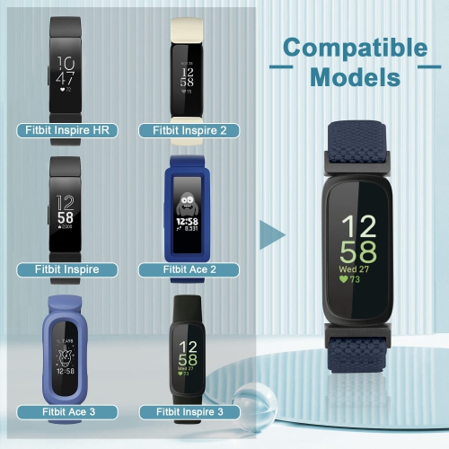 Bracelets sport élastiques en nylon pour Inspire 3/Inspire 2/Inspire/Inspire HR/Ace 3/Ace 2 pour femmes Kids, bracelets ajustables et élastiques