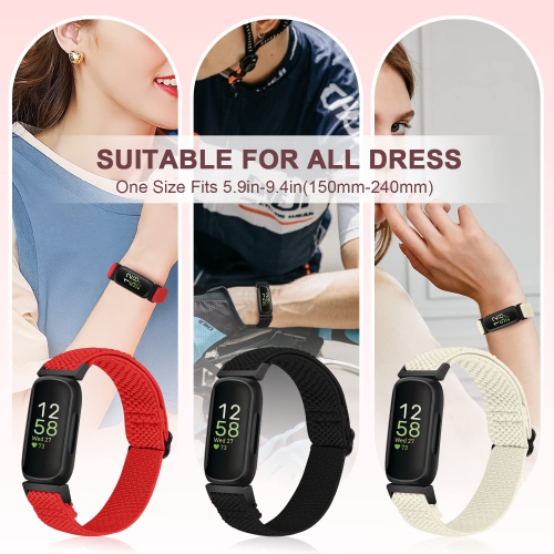 Elastic Nylon Sport Bands for Fitbit Inspire 3/Inspire 2/Inspire/Inspire HR/Ace 3/Ace 2 Women Men Kids, Adjustable Stretchy Comfortable Nylon