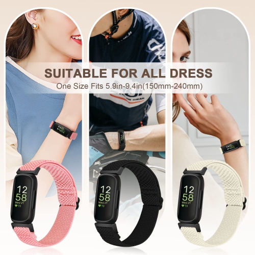 Elastic Nylon Sport Bands for Fitbit Inspire 3/Inspire 2/Inspire/Inspire HR/Ace 3/Ace 2 Women Men Kids, Adjustable Stretchy Comfortable Nylon
