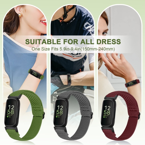 Elastic Nylon Sport Bands for Fitbit Inspire 3/Inspire 2/Inspire/Inspire HR/Ace 3/Ace 2 Women Men Kids, Adjustable Stretchy Comfortable Nylon