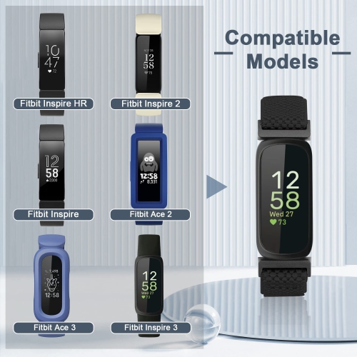 Elastic Nylon Sport Bands for Fitbit Inspire 3/Inspire 2/Inspire/Inspire HR/Ace 3/Ace 2 Women Men Kids, Adjustable Stretchy Comfortable Nylon