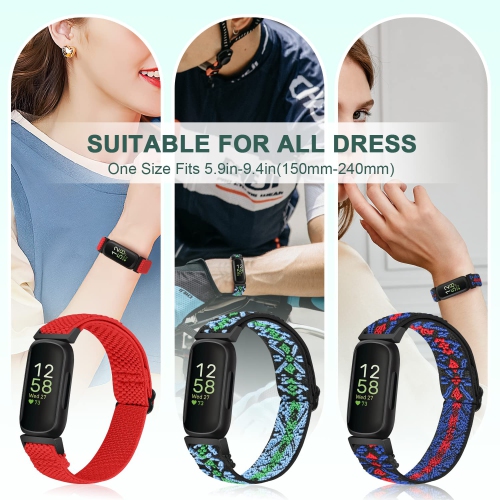 Elastic Nylon Sport Bands for Fitbit Inspire 3/Inspire 2/Inspire/Inspire HR/Ace 3/Ace 2 Women Men Kids, Adjustable Stretchy Comfortable Nylon