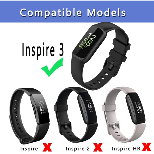 2 Pack Bands Compatible with Fitbit Inspire 3 for Women Men, Soft Waterproof Silicone Sport Replacement Wrist Band for Inspire 3 Watch