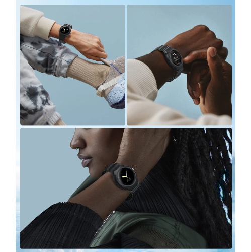 Band Compatible with Google Pixel Watch, Shockproof TPU Watch Bands with Bumper Case Women Men, Soft Silicone Sport Strap, Replacement Watch Straps