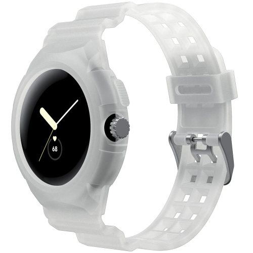 Band Compatible with Google Pixel Watch, Shockproof TPU Watch Bands with Bumper Case Women Men, Soft Silicone Sport Strap, Replacement Watch Straps