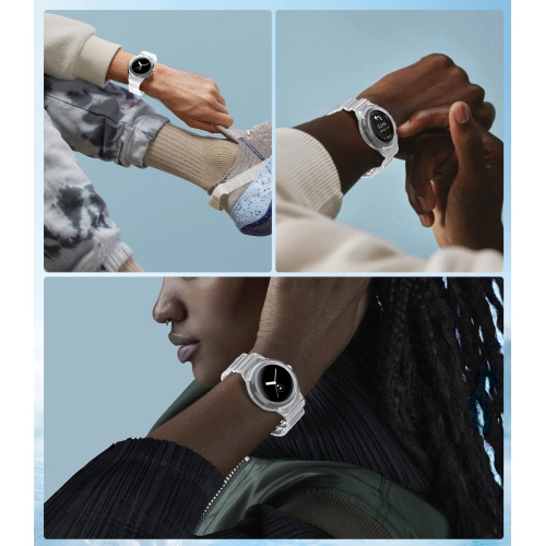 Band Compatible with Google Pixel Watch, Shockproof TPU Watch Bands with Bumper Case Women Men, Soft Silicone Sport Strap, Replacement Watch Straps