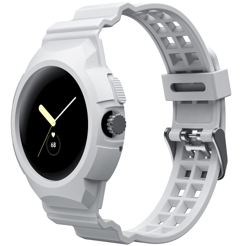 Band Compatible with Google Pixel Watch, Shockproof TPU Watch Bands with Bumper Case Women Men, Soft Silicone Sport Strap, Replacement Watch Straps