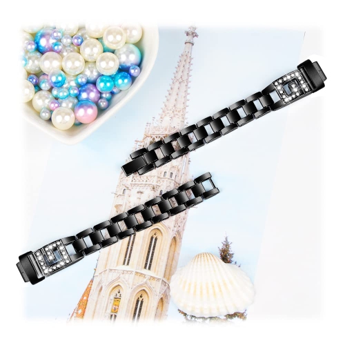 Compatible for Fitbit Inspire 3 Metal Bands with Tools, Rhinestone Diamond Crystal Wristband Adjustable Stainless Steel Bracelet Jewelry Strap for