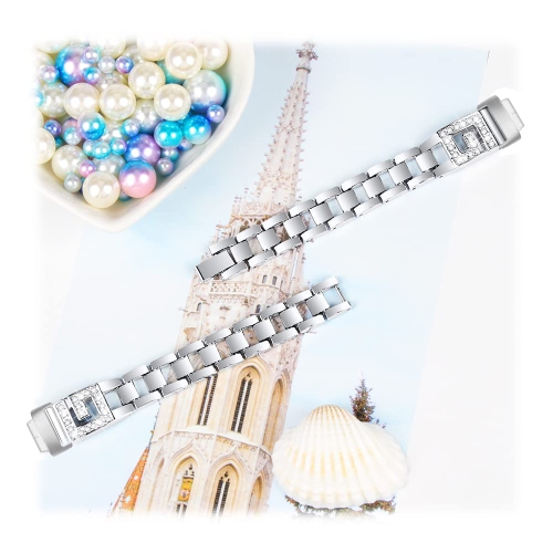 Compatible for Fitbit Inspire 3 Metal Bands with Tools, Rhinestone Diamond Crystal Wristband Adjustable Stainless Steel Bracelet Jewelry Strap for