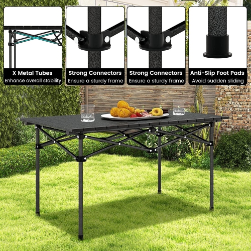 axGear Folding Camping Table Portable Picnic Aluminum Large Hard Surface Lightweight Carry Bag