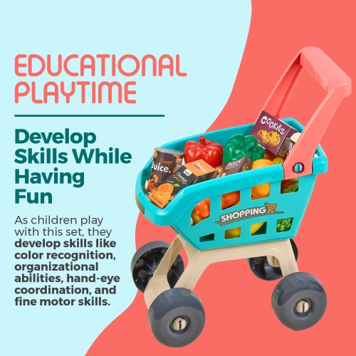 MEDca Kids Play Supermarket Set with Scanner - Pretend Play Grocery Shop Set - 47 Piece Complete Playset with Cash Register Credit Card Machine