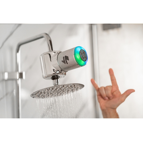 Ampere Shower Power Pro: Wireless Bluetooth Speaker & LED Lights Chrome