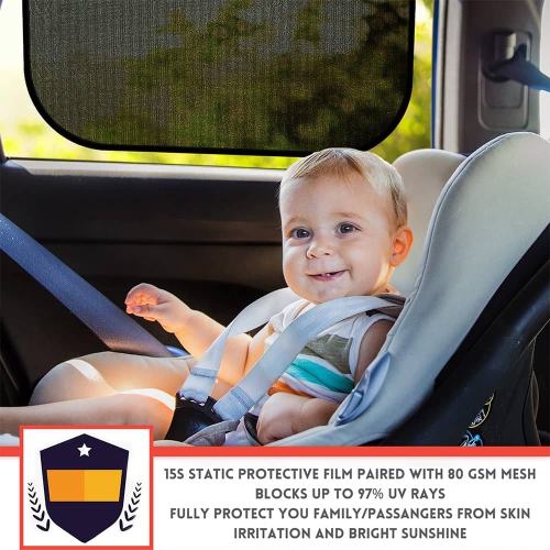 Pare-soleil de voiture BATTPIT, 19 x x12 po, pare-soleil de voiture pour glaces latérales et arrière, pare-soleil et rayons UV pour votre enfant,