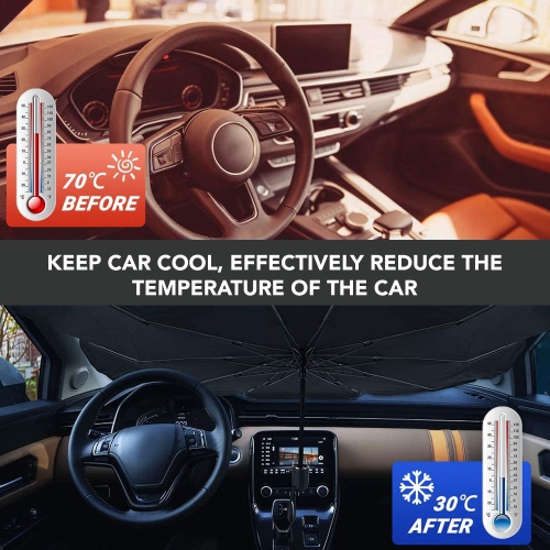 Foldable Car Windshield Sunshade Umbrella - UV Reflecting Sun Shade Heat Sun Visor Protector, Keep Your Vehicle Cool and Damage Free, Fit Most