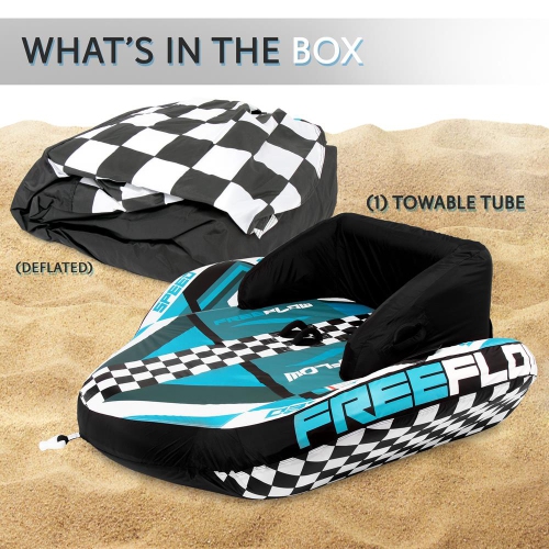 SereneLife Heavy-Duty Inflatable Towable Booster Tube - Water Tube Boating Float Tow Raft, Watersports Inflatable Pull Boats/Tubes/Towables w/Foam