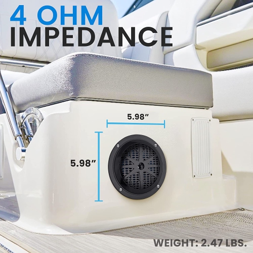 Pyle 5.25 Inch Dual Marine Speakers - 2 Way Waterproof and Weather Resistant Outdoor Audio Stereo Sound System with 100 Watt Power, Polypropylene