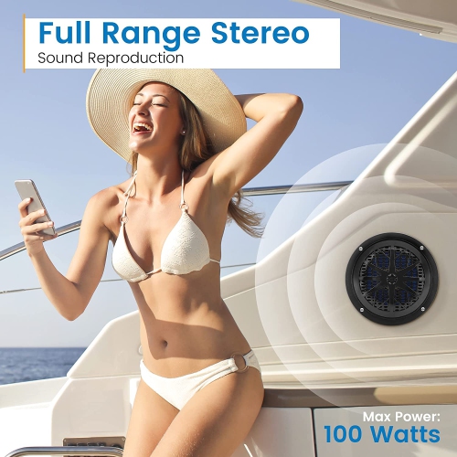 Pyle 5.25 Inch Dual Marine Speakers - 2 Way Waterproof and Weather Resistant Outdoor Audio Stereo Sound System with 100 Watt Power, Polypropylene
