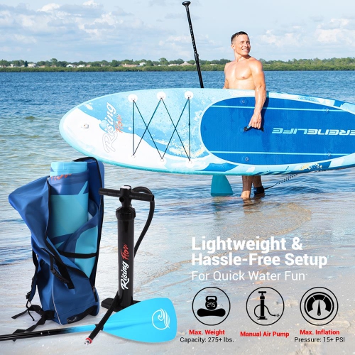 SereneLife Inflatable Stand Up Paddle Board with Premium SUP Accessories & Carry Bag | Wide Stance, Bottom Fin for Paddling, Surf Control, Non-Slip