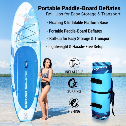 SereneLife Inflatable Stand Up Paddle Board (6 Inches Thick) with Premium  SUP Accessories & Carry Bag, Wide Stance, Bottom Fin for Paddling, Surf  Control, Non-Slip Deck