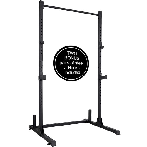 Squat Rack 800 LB Capacity 2x 2 Steel Power Cage Exercise Stand with 2 J- Hooks for Bench Press, Weightlifting and Strength Training