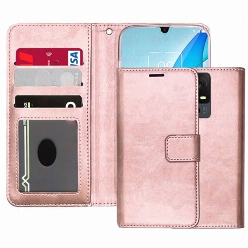 [CS] TCL 40 XE 5G Case, Magnetic Leather Folio Wallet Flip Case Cover with Card Slot, Rose Gold