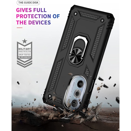 【CSmart】 Anti-Drop Hybrid Magnetic Hard Armor Case with Ring Holder for Motorola Moto Edge+ Plus 2023, Grey